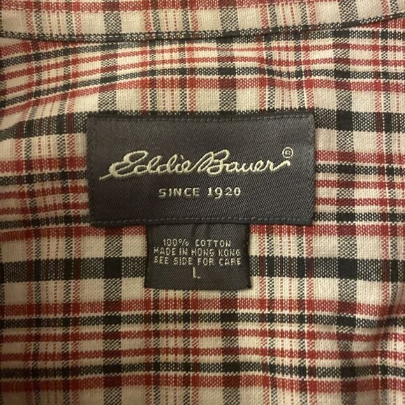 Eddie Bauer Large w/Plaid Print Long Sleeve Button-Front Casual Shirt - EUC - Picture 3 of 3